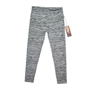 NWT Kyodan Leggings High Waist Tummy Conro Soft Jacquard Marble Black White sz M